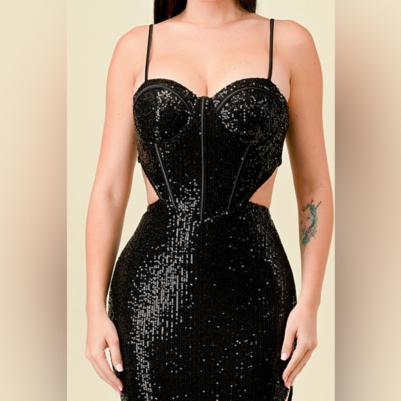 Lovesome sequin sweetheart bustier corset style maxi dress CD41200 - Picture 4 of 10